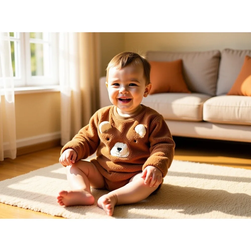 Carters Baby Boys Girls Brown Bear Fleece Sherpa sweater‎ cozy cute Fluffy soft